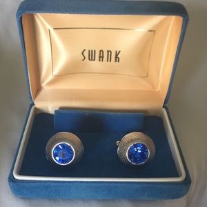 Vintage Swank Faux Blue Sapphire Cufflinks